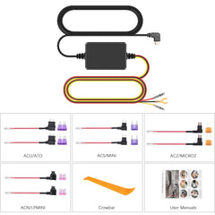 USB-C-kovakytkentäsarja kojelautakameraan – 12V/24V → 5V pysäköintivalvonnalla 