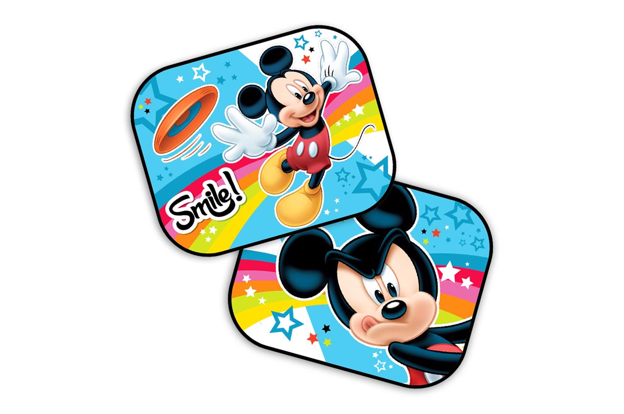 Aurinkosuojat autoon värikkäällä Mickey-kuosilla, 44 x 35 cm